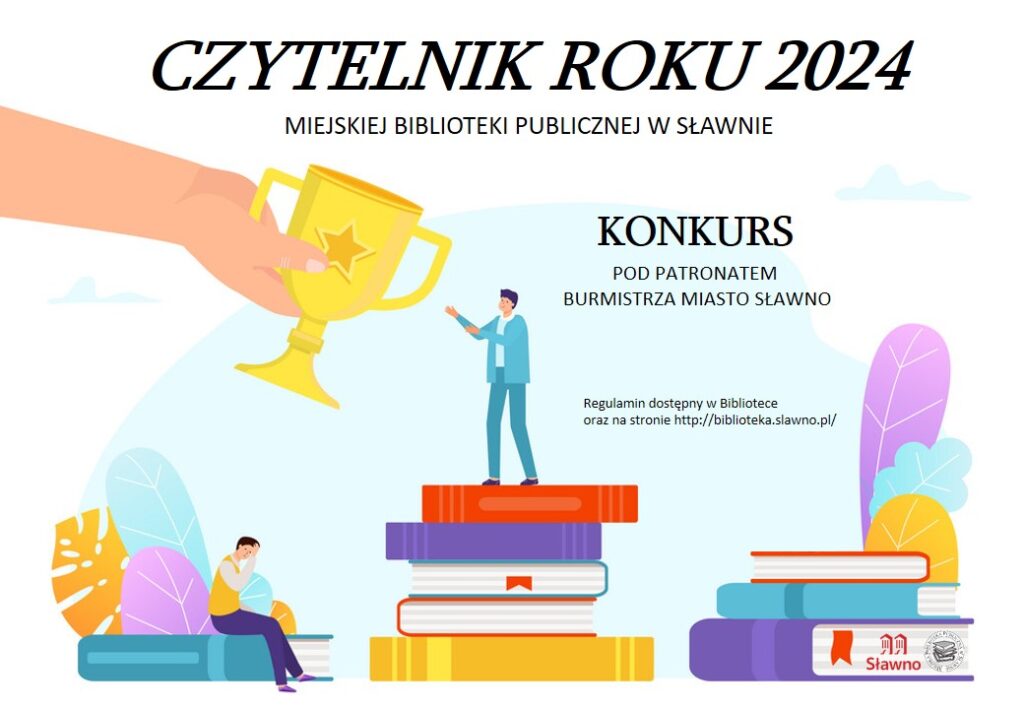 Na zdjęciu plakat zapraszający do udziału w konkursie Czytelnik Roku 2024